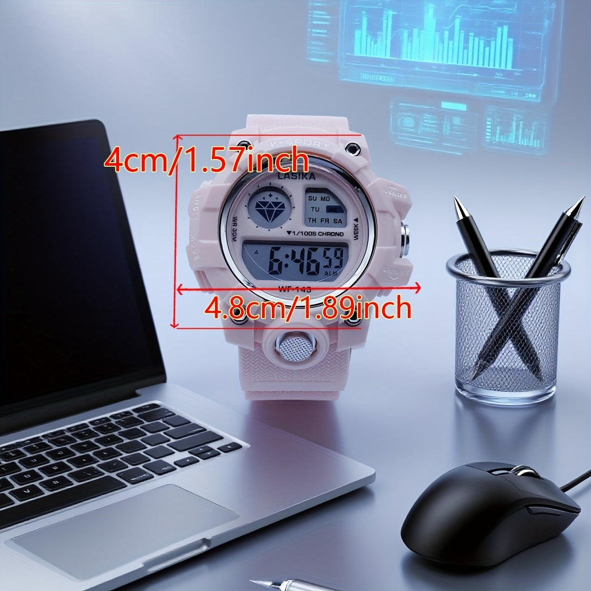 Pink Girls' Waterproof Digital Watch with Luminous Display, Sports & Swimming Timer, Date & Alarm Function, Adjustable Strap - Perfect Gift for Teens & Women, Teen Gift Item, Playful Design, Durable Plastic