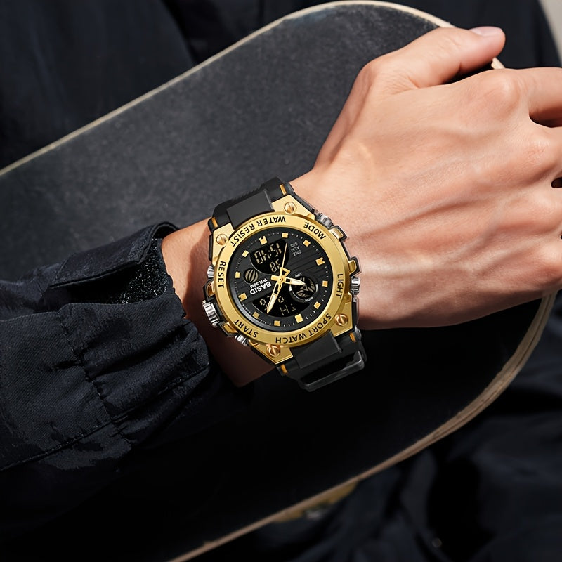 Men's Multifunctional Sports Waterproof Outdoor Watch with TPU Strap, Alarm Clock Date, Stopwatch Timer LED Backlight Glow-in-the-Dark Rainproof