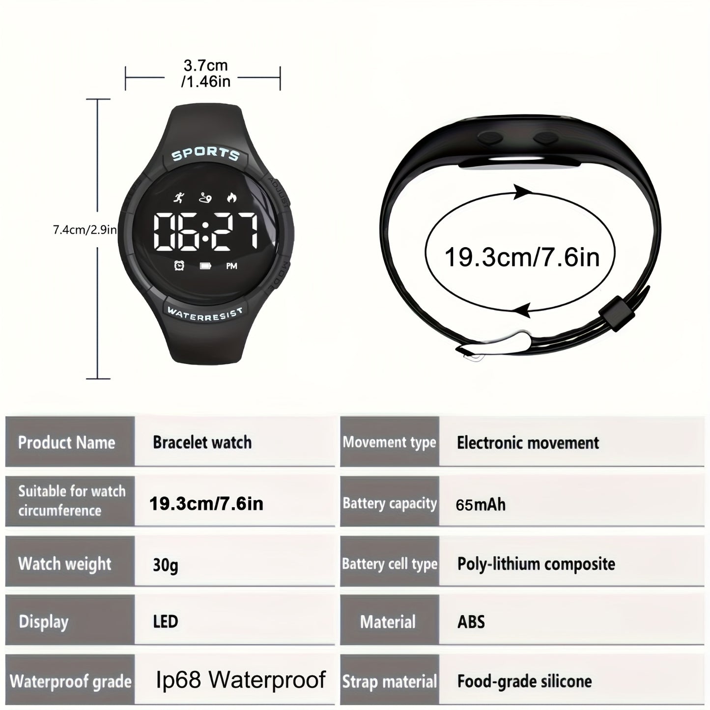Fitness Tracker Watch - Men, Women And Youth, Pedometer, High Quality, Sports Activity Tracker, Soft Silicone Bracelet Time Date Card Daily Calorie