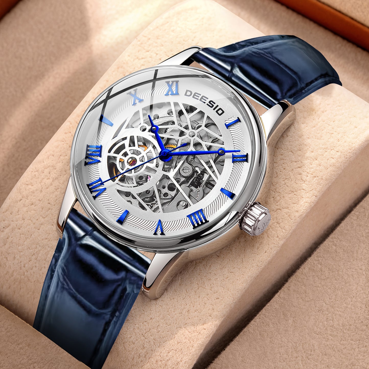2025 Men's Automatic Skeleton Watch - Stainless Steel Case & PU Leather Strap, Exposed Mechanical Movement, No Battery Needed, Casual Luxury Style for Valentine's Day, Football Matches, Halloween, Christmas & Father's Day Gifts