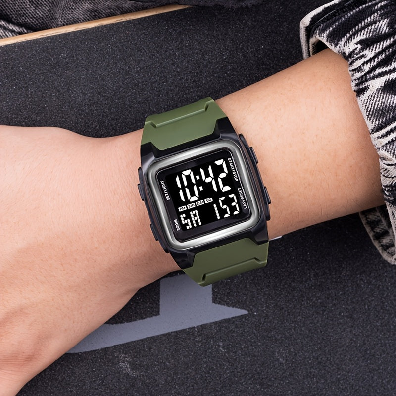 Unisex Square LED Watch with Night Light - Stylish & Functional for Men, Women & Teens