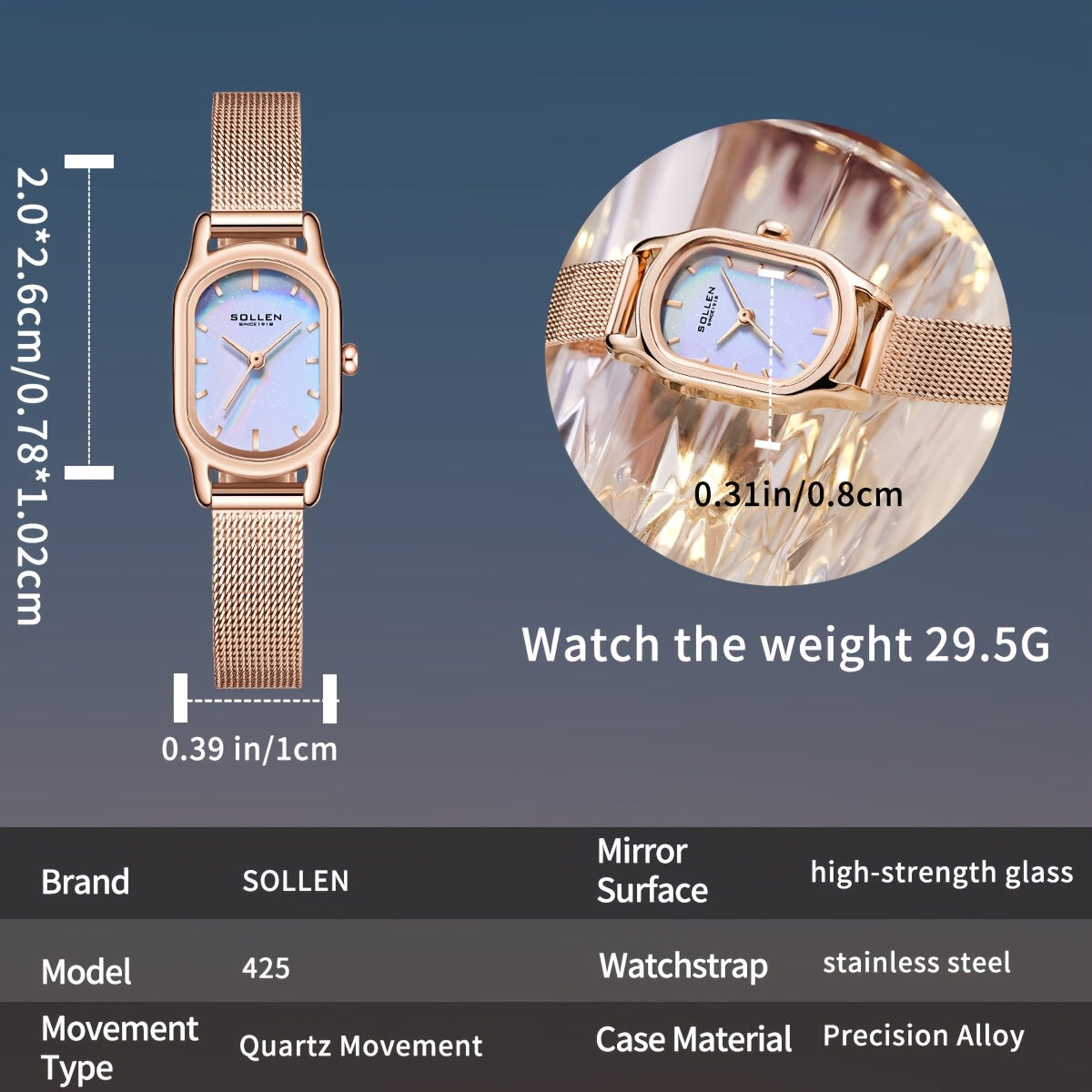 Ladies' Quartz Timepiece - Model 425, Elegant And Compact Design, Beautiful Square Dial, Perfect for Valentine'S Day Gifts, Quartz Mechanism, Great Option for Presenting