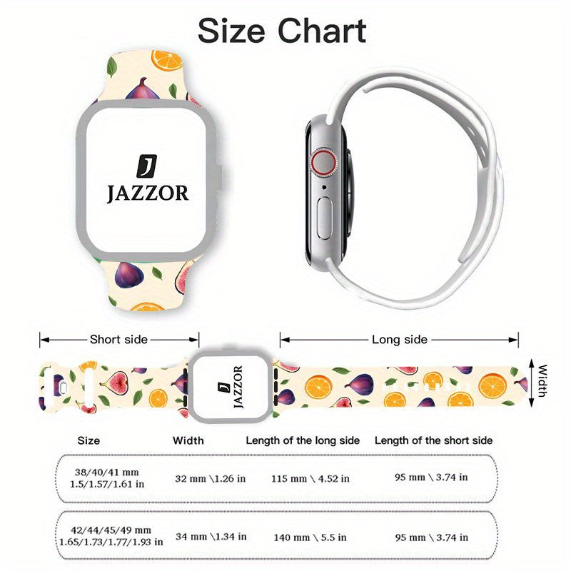 Vibrant Autumn, Purple Jujube & Orange Fruit Design – 1pc Silicone Strap for iWatch: Durable and Comfortable, Perfect Fit!