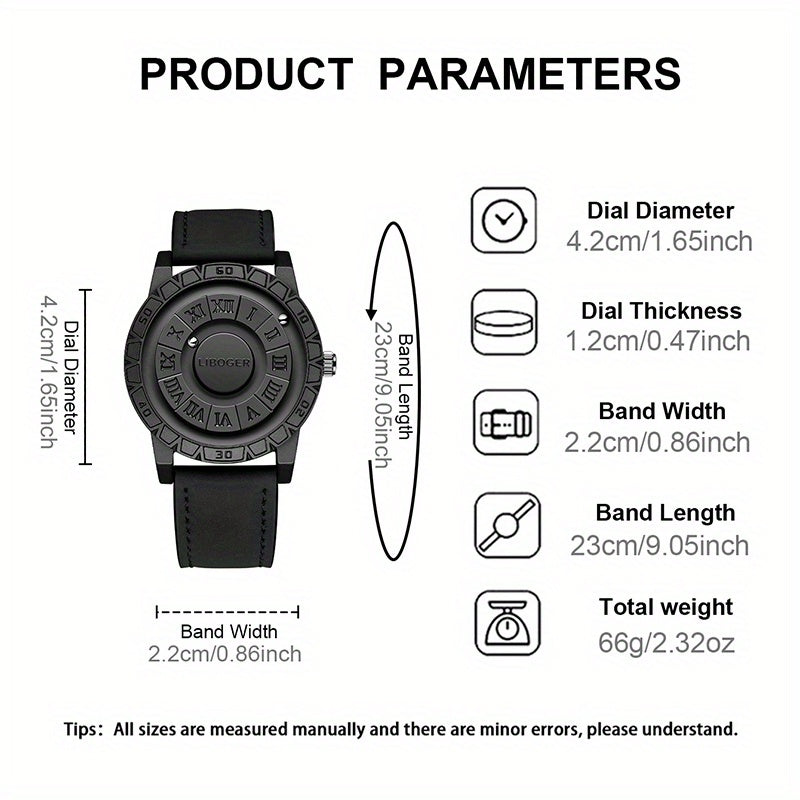 1pc Men'S Fashion Casual Round Quartz Watch, Business Style, Alloy Case, Faux Leather Strap, Battery-Powered, Non-Waterproof, Ideal for Daily Wear, Parties, Valentine'S Day, Easter, Christmas, Halloween, Ramadan, Weddings, and Gifts for Friends and Family