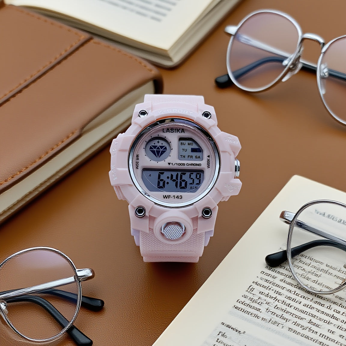 Pink Girls' Waterproof Digital Watch with Luminous Display, Sports & Swimming Timer, Date & Alarm Function, Adjustable Strap - Perfect Gift for Teens & Women, Teen Gift Item, Playful Design, Durable Plastic