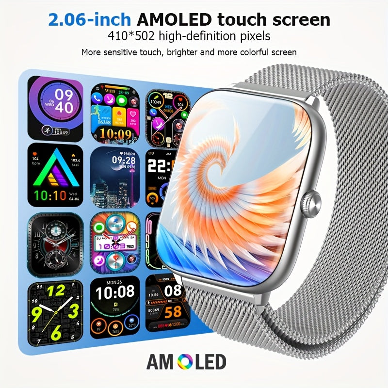 EarlySincere 2025 Smart Watch With 2.06 AMOLED HD Display, Wireless 5.0, Wireless Calling, 340mAh Battery, USB Charging, Fitness Tracker, Music Control, And More