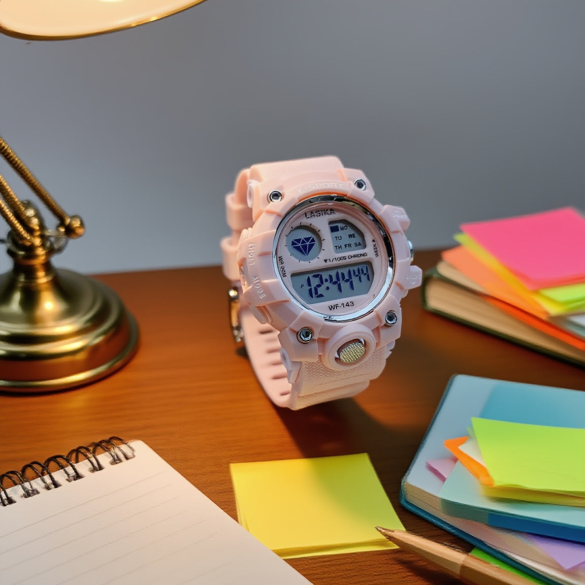 Pink Girls' Waterproof Digital Watch with Luminous Display, Sports & Swimming Timer, Date & Alarm Function, Adjustable Strap - Perfect Gift for Teens & Women, Teen Gift Item, Playful Design, Durable Plastic