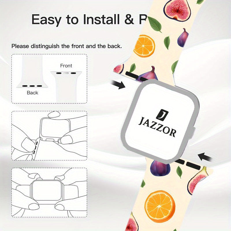 Vibrant Autumn, Purple Jujube & Orange Fruit Design – 1pc Silicone Strap for iWatch: Durable and Comfortable, Perfect Fit!