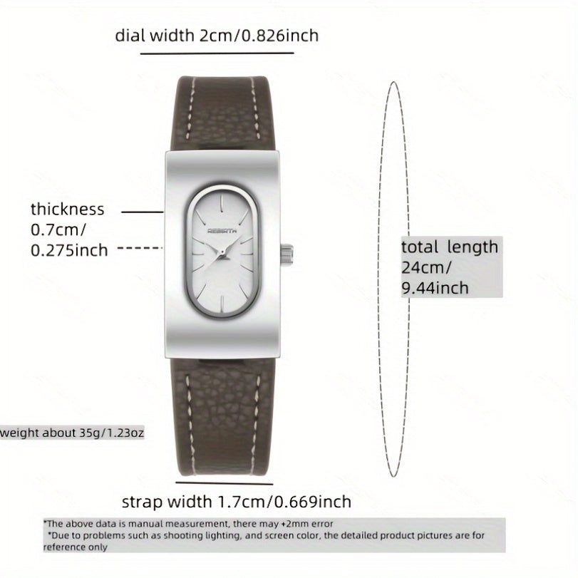 Rebirth Women'S Quartz Watch - Stylish Casual College Style with Brown Faux Leather Strap, Golden-Tone Case, and Date Display, Perfect for Casual Attire, Everyday Timepiece, Sophisticated Timepiece