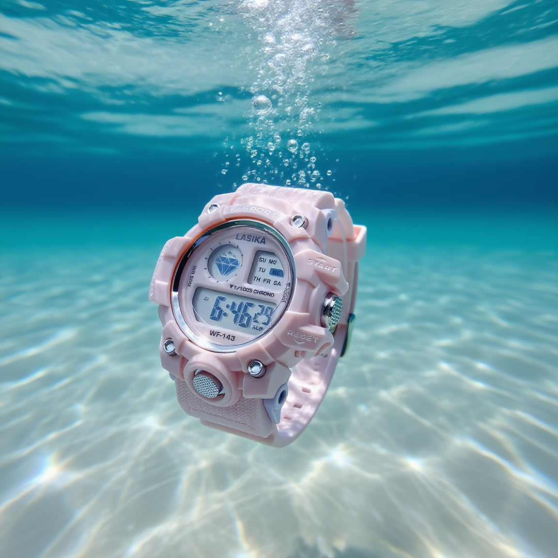 Pink Girls' Waterproof Digital Watch with Luminous Display, Sports & Swimming Timer, Date & Alarm Function, Adjustable Strap - Perfect Gift for Teens & Women, Teen Gift Item, Playful Design, Durable Plastic
