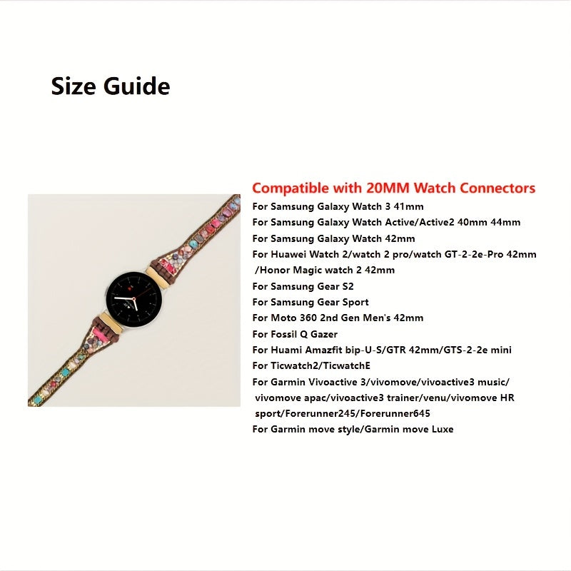 3-layer Red Pattern For Samsung Watch Strap Bohemian Hand-wound Woven Watch Strap Suitable For 20mm Connector Porous Adjustable