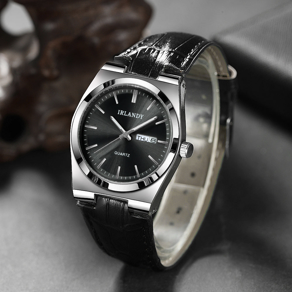 Men'S Business Casual Versatile Quartz Faux Leather Watch with Multifunctional Calendar, Trendy And High-End Feel.