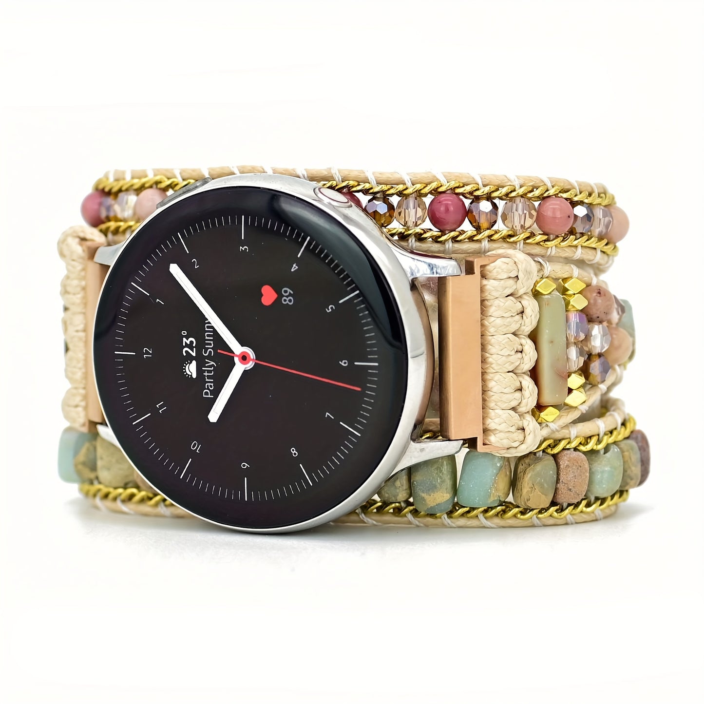 3-layer Red Pattern For Samsung Watch Strap Bohemian Hand-wound Woven Watch Strap Suitable For 20mm Connector Porous Adjustable