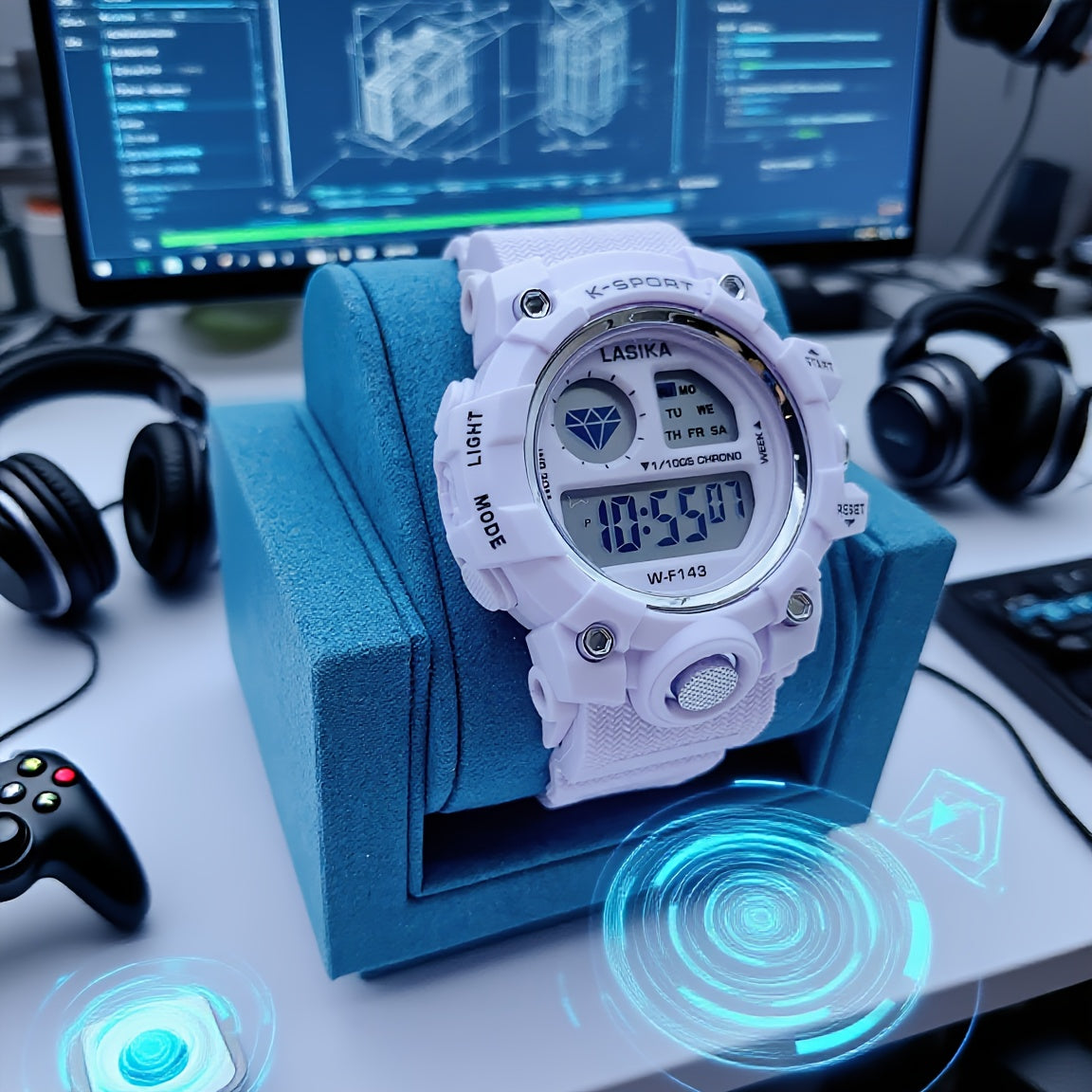 Kids Digital Watch for Boys & Girls 8-18 Years - IPX7 Sport Watch with Alarm, Stopwatch, Night Light, Multiple Time Zones - Durable White Design for Swimming, Running & Active Lifestyles, Kid Smart Watch