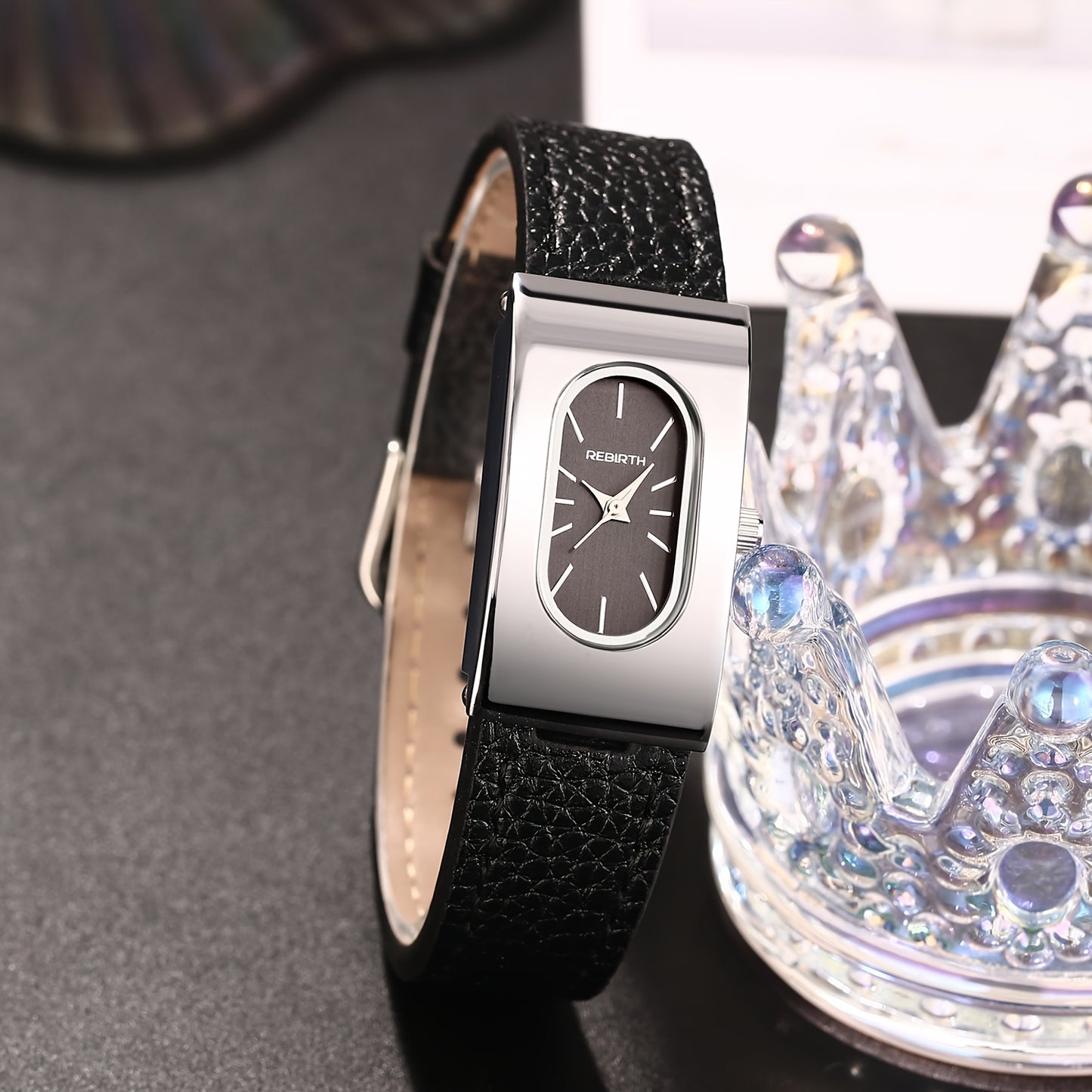 Rebirth Women'S Quartz Watch - Stylish Casual College Style with Brown Faux Leather Strap, Golden-Tone Case, and Date Display, Perfect for Casual Attire, Everyday Timepiece, Sophisticated Timepiece