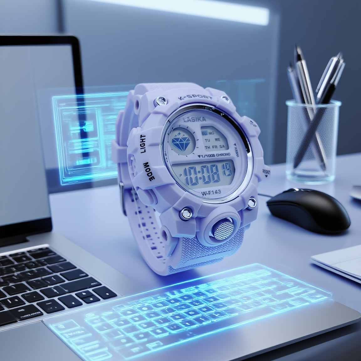 Kids Digital Watch for Boys & Girls 8-18 Years - IPX7 Sport Watch with Alarm, Stopwatch, Night Light, Multiple Time Zones - Durable White Design for Swimming, Running & Active Lifestyles, Kid Smart Watch