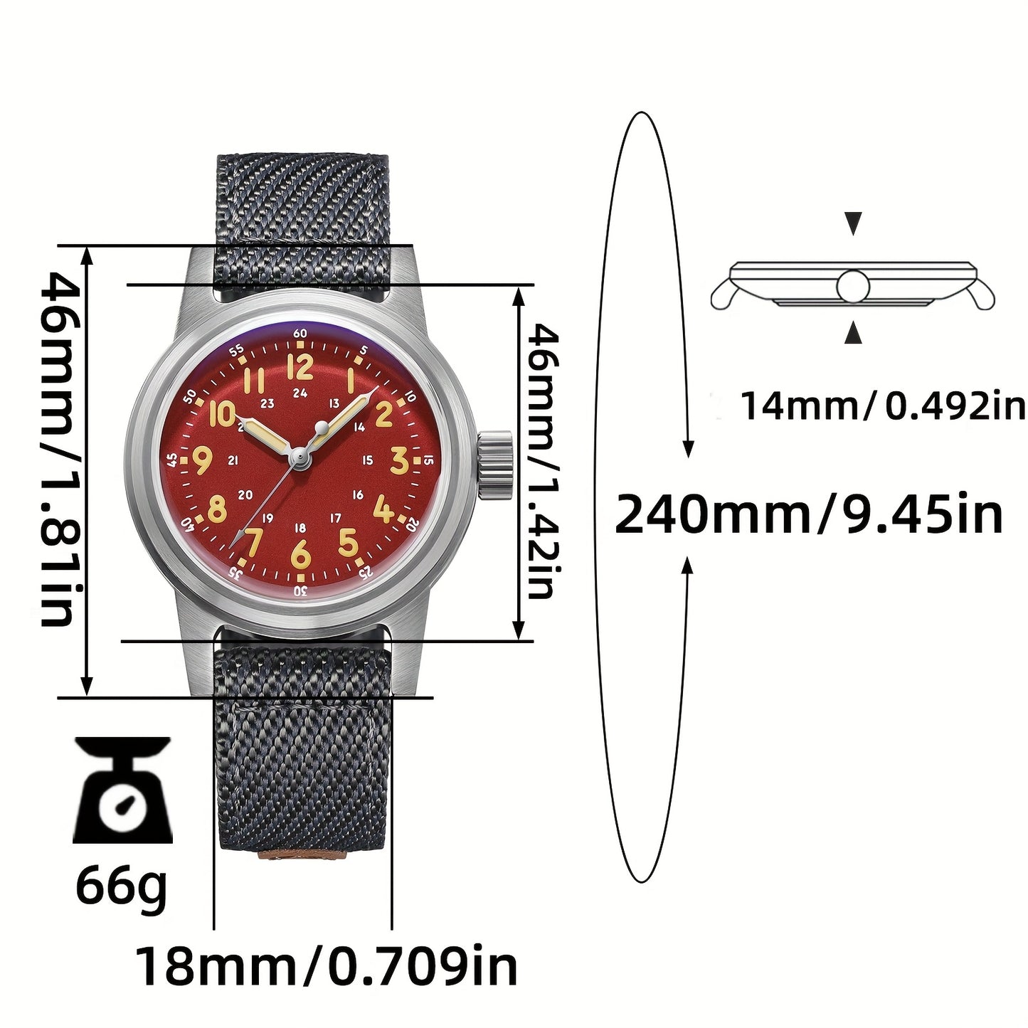ADDIESDIVE Automatic mechanical Men's watch NH35A Movement 36mm Small and simple, with an outdoor sports style Red AD2076