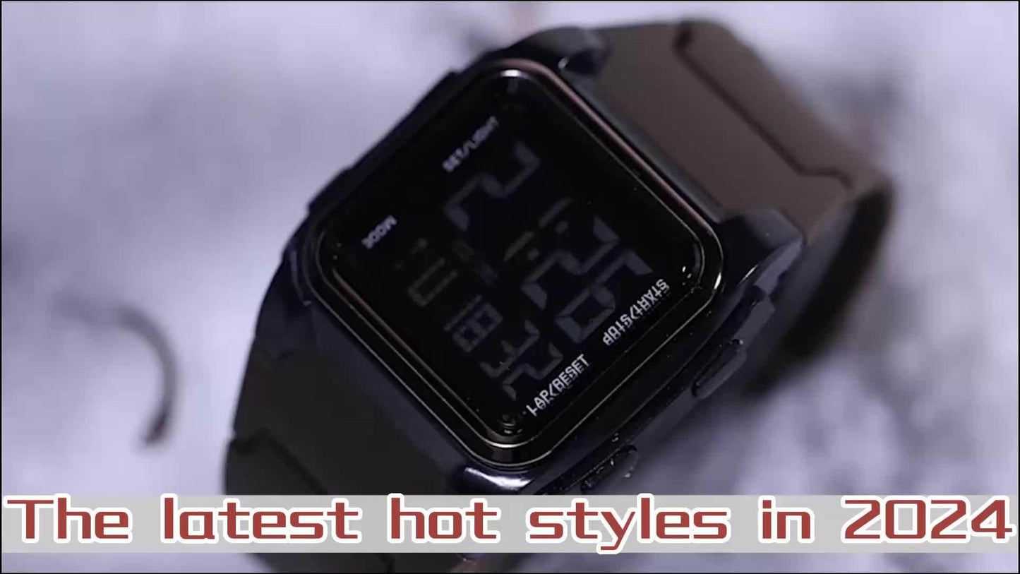 Unisex Square LED Watch with Night Light - Stylish & Functional for Men, Women & Teens