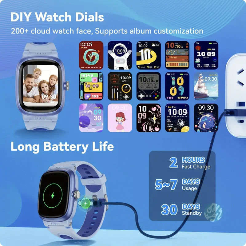 Blue Smart Watch for Youngsters with Sleep Monitor, Step & Calorie Tracker, Wireless Games\u002FAlarm - Fitness Watch for Boys & Girls Ages 4-16, Perfect Birthday Gift, Smart Watch for Girls