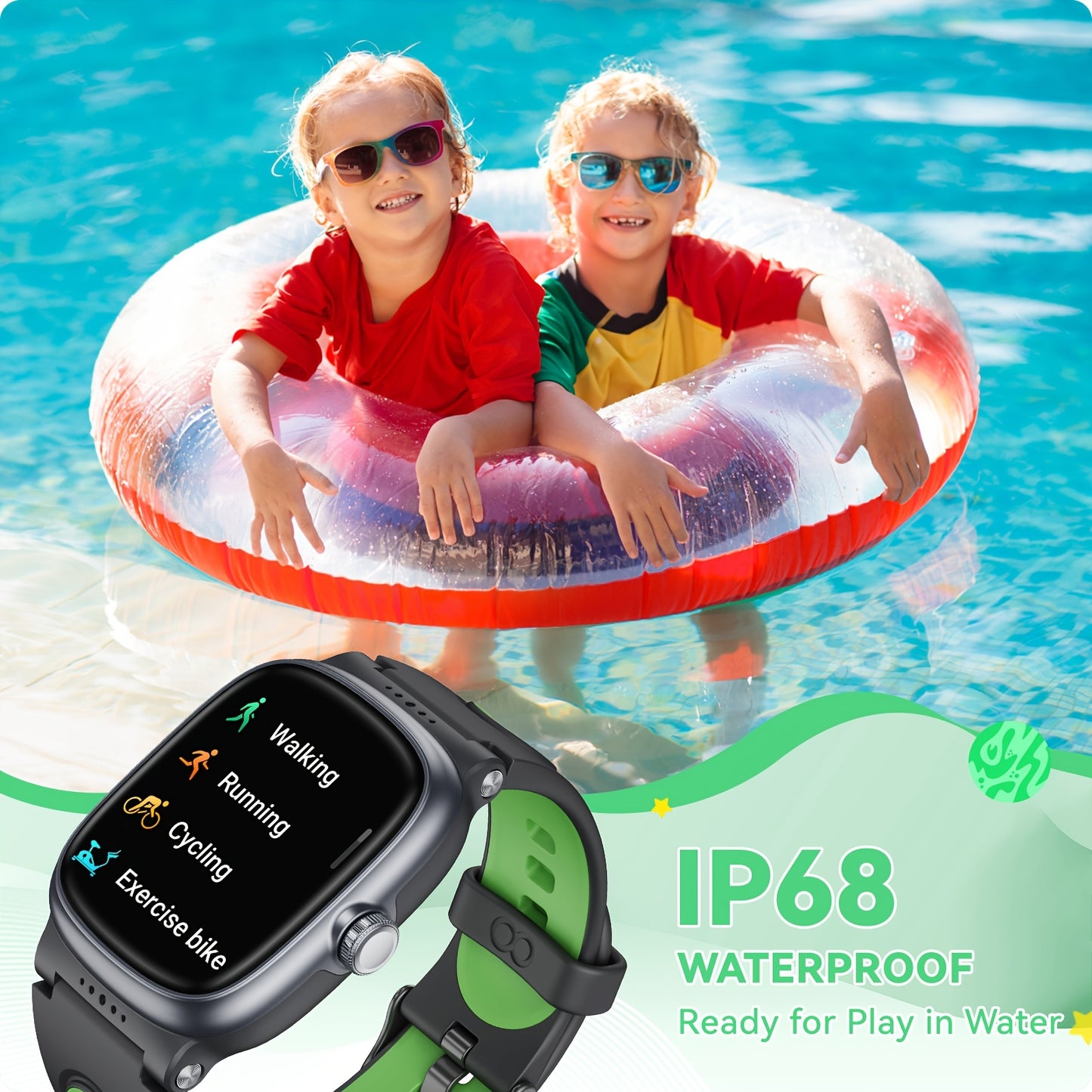 Kids Smart watches Fitness Tracker Watch with Sleep Monitor, IP68 Smart Watches, Step Calorie Counter Activity Trackers and Smartwatches for Kids, Compatible for iOS and Android