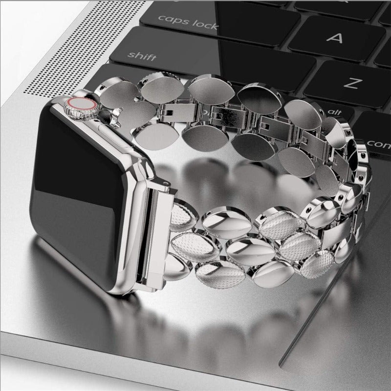 Wearlizer Dressy Band for Apple Watch Band 38mm 40mm 41mm Women Stainless Steel Fancy Bracelet Replacement Band Strap Metal Wristbands Accessories for iWatch Band Series 9 8 7 6 SE 5 4 3 2 1 Silvery