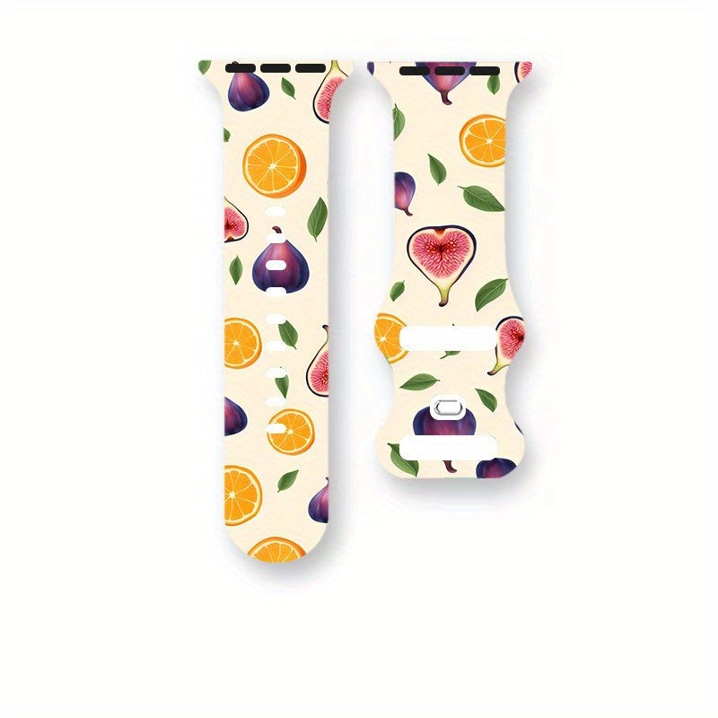 Vibrant Autumn, Purple Jujube & Orange Fruit Design – 1pc Silicone Strap for iWatch: Durable and Comfortable, Perfect Fit!