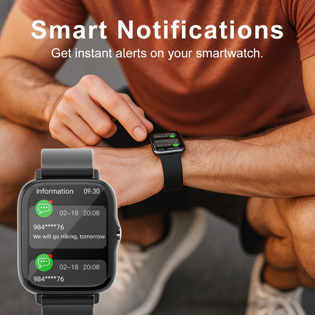 Wireless Smartwatch with 1.83'' HD Touchscreen – Smart Notifications, Sleep Tracking, Multi-Sport Modes, Large Battery | Compatible with iPhone & Android | Fitness Watch for Men & Women
