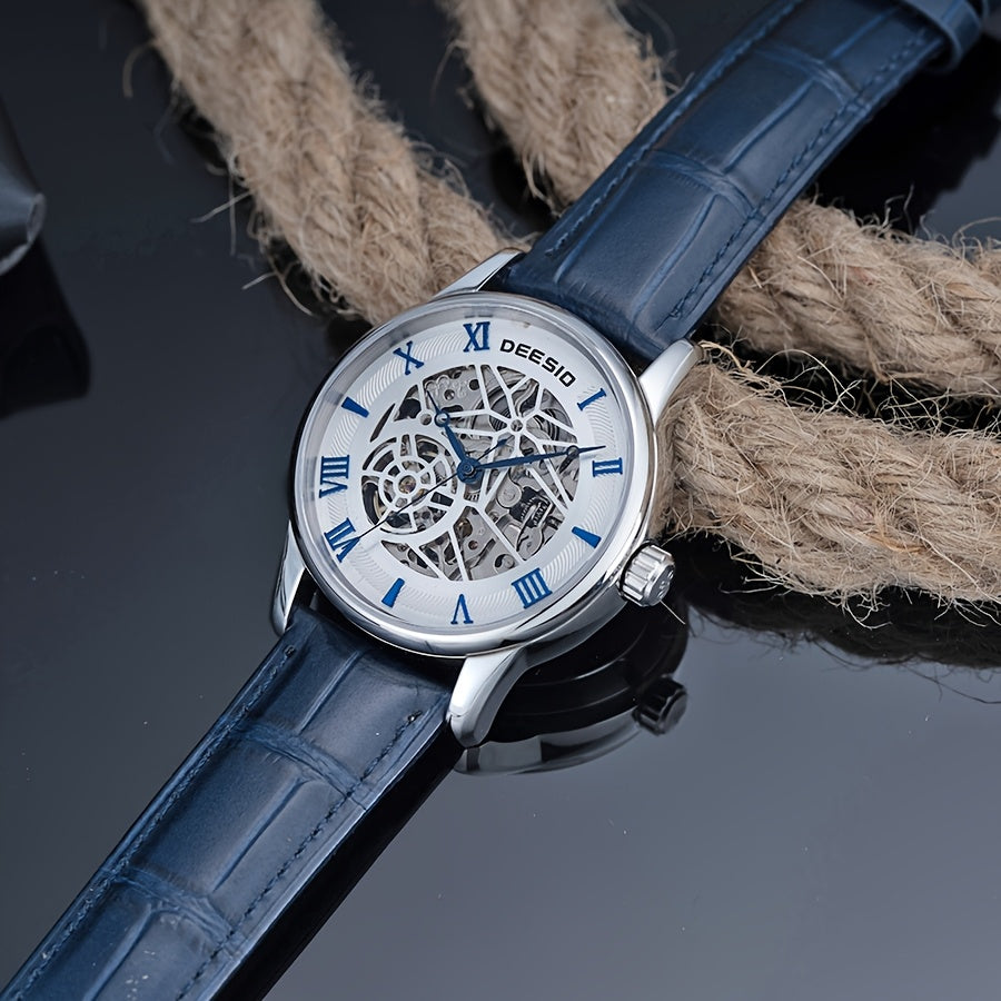 Men's Full Automatic Mechanical Watch Casual Sports Hollow Out Fashionable Design Wristwatch