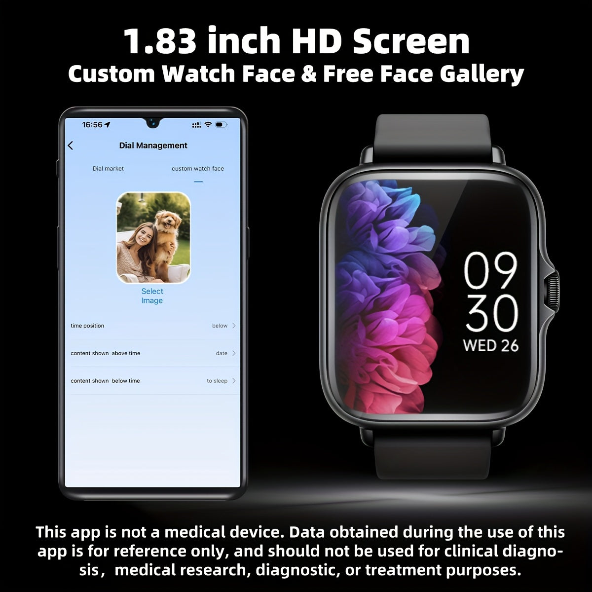 Sports Smart Watch, 1.83'' Full Touch Screen Display with Message, Answer Make Call Smartwatch, Sleep Monitoring, Sports Pedometer, Information Alerts, for iPhone Android Phones, Smartbands Fitness Watch for Women Men Friend Gift, Birthday Gift