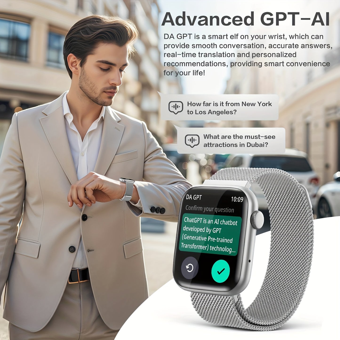 EarlySincere 2025 Smartwatch, 1.9" AMOLED Display, Supports Wireless Calls, with Da GPT AI/AI Dial, Compatible with Android iOS System, Unisex, Suitable for Outdoor Sports, Daily Wear, Holiday Gift