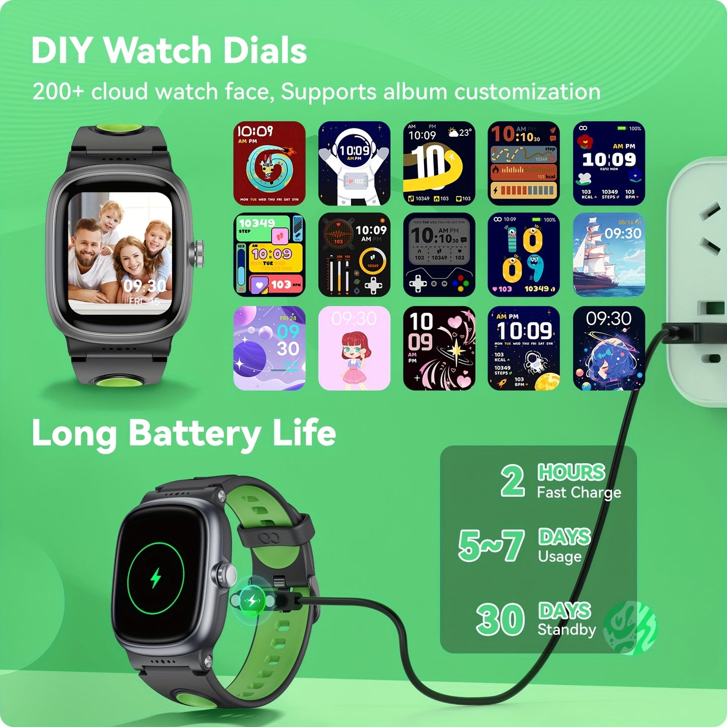 Kids Smart watches Fitness Tracker Watch with Sleep Monitor, IP68 Smart Watches, Step Calorie Counter Activity Trackers and Smartwatches for Kids, Compatible for iOS and Android