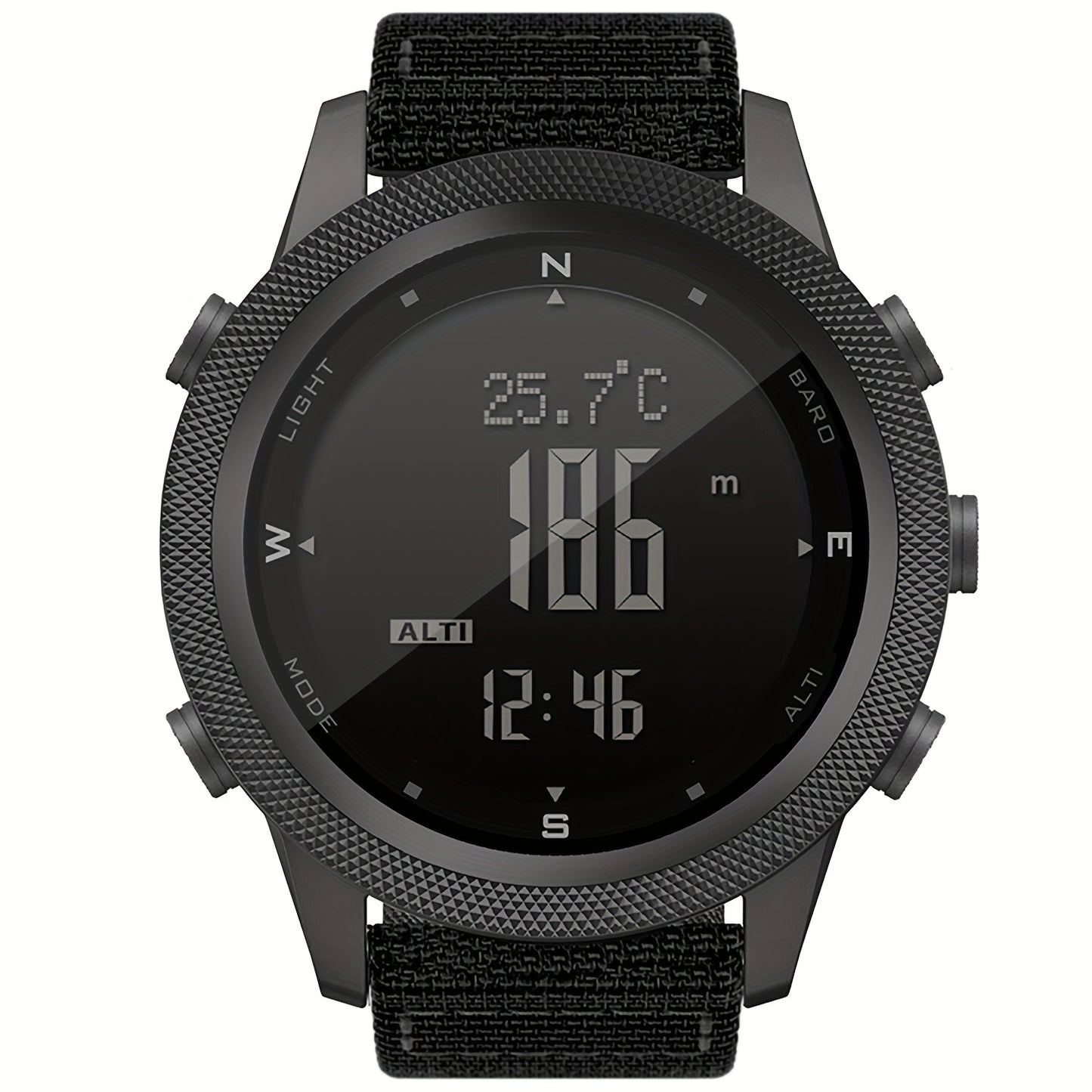 NORTH EDGE Men's Outdoor Sports Watch - 5ATM Digital Compass, Altimeter, Barometer, Thermometer, Metronome, Date\u002FStopwatch, Luminous Display, Alloy Case & Nylon Strap for Hiking, Swimming, Mountaineering