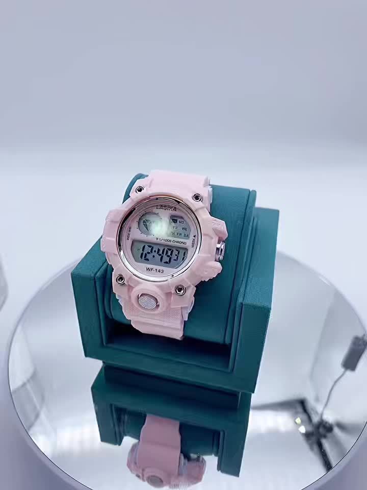 Pink Girls' Waterproof Digital Watch with Luminous Display, Sports & Swimming Timer, Date & Alarm Function, Adjustable Strap - Perfect Gift for Teens & Women, Teen Gift Item, Playful Design, Durable Plastic