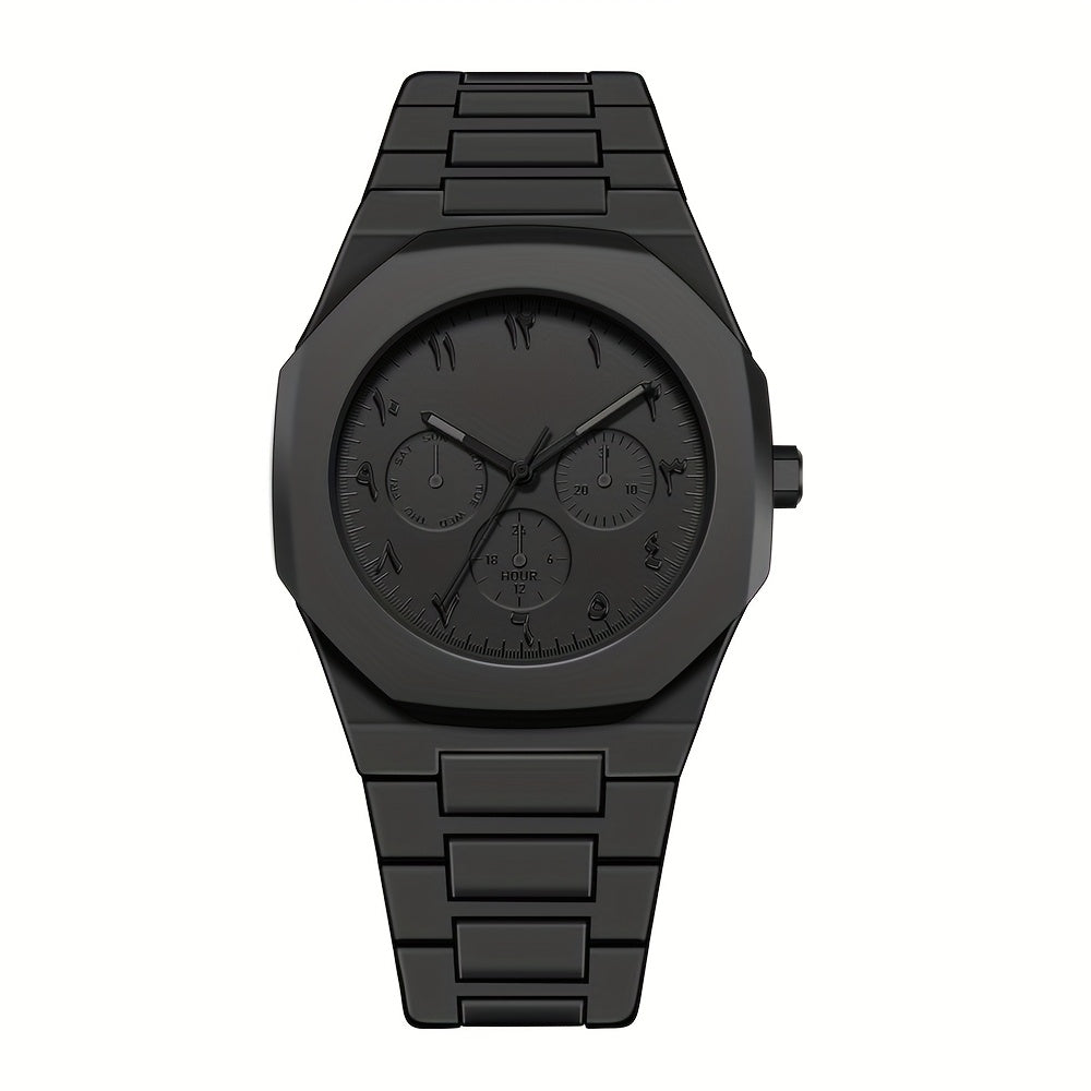 1pc Men'S Stylish Business Watch with Octagonal Dial, Black Plastic Band & Case - Quartz Movement, Round Dial, Perfect for Casual Attire, Business Casual Watch | Modern Business Watch | Durable Watch