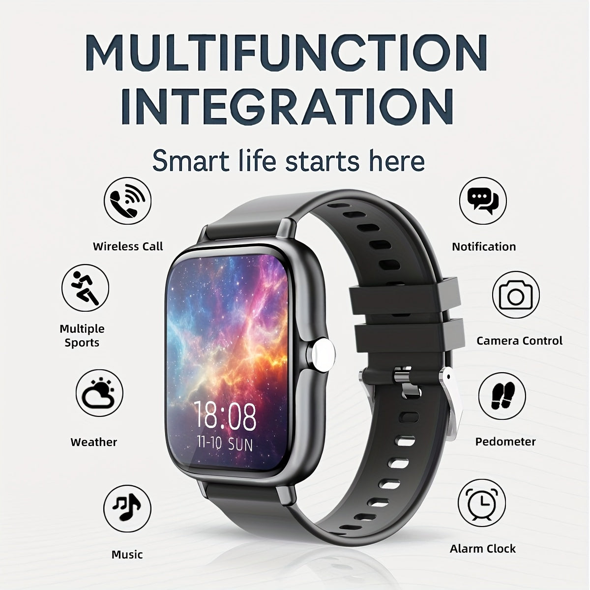 Wireless Smartwatch with 1.83'' HD Touchscreen – Smart Notifications, Sleep Tracking, Multi-Sport Modes, Large Battery | Compatible with iPhone & Android | Fitness Watch for Men & Women