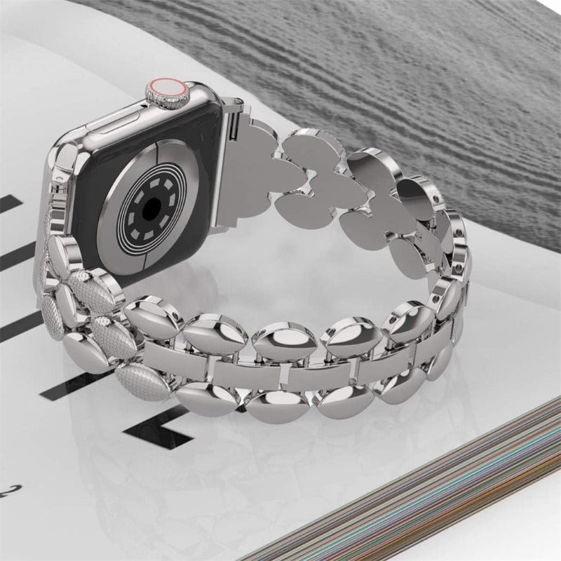 Wearlizer Dressy Band for Apple Watch Band 38mm 40mm 41mm Women Stainless Steel Fancy Bracelet Replacement Band Strap Metal Wristbands Accessories for iWatch Band Series 9 8 7 6 SE 5 4 3 2 1 Silvery