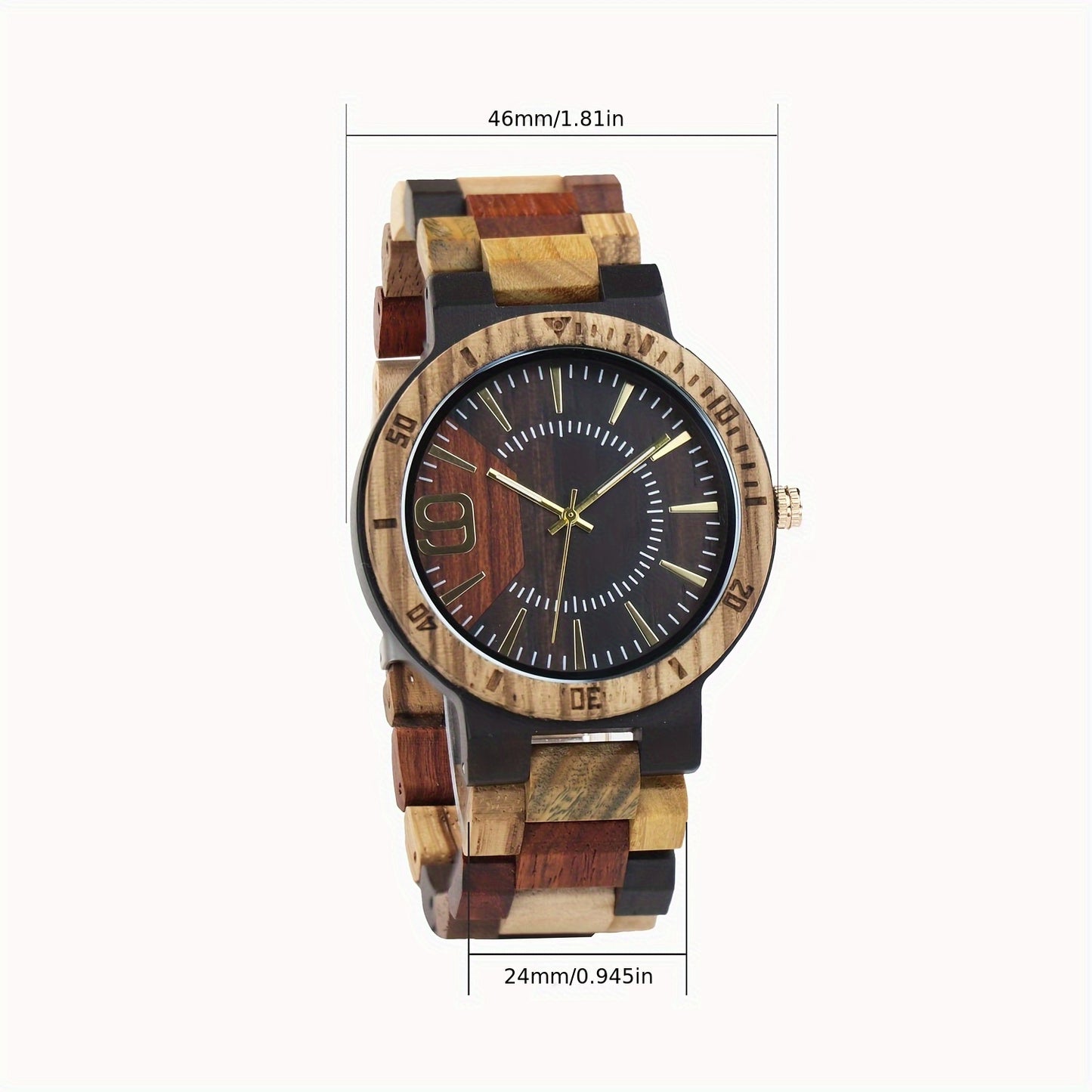 New Unique Multi-Color Wooden Watch New Multi-Color Wooden Men's Quartz Watch Unique Personality Best Gift Choice Without Wooden Box