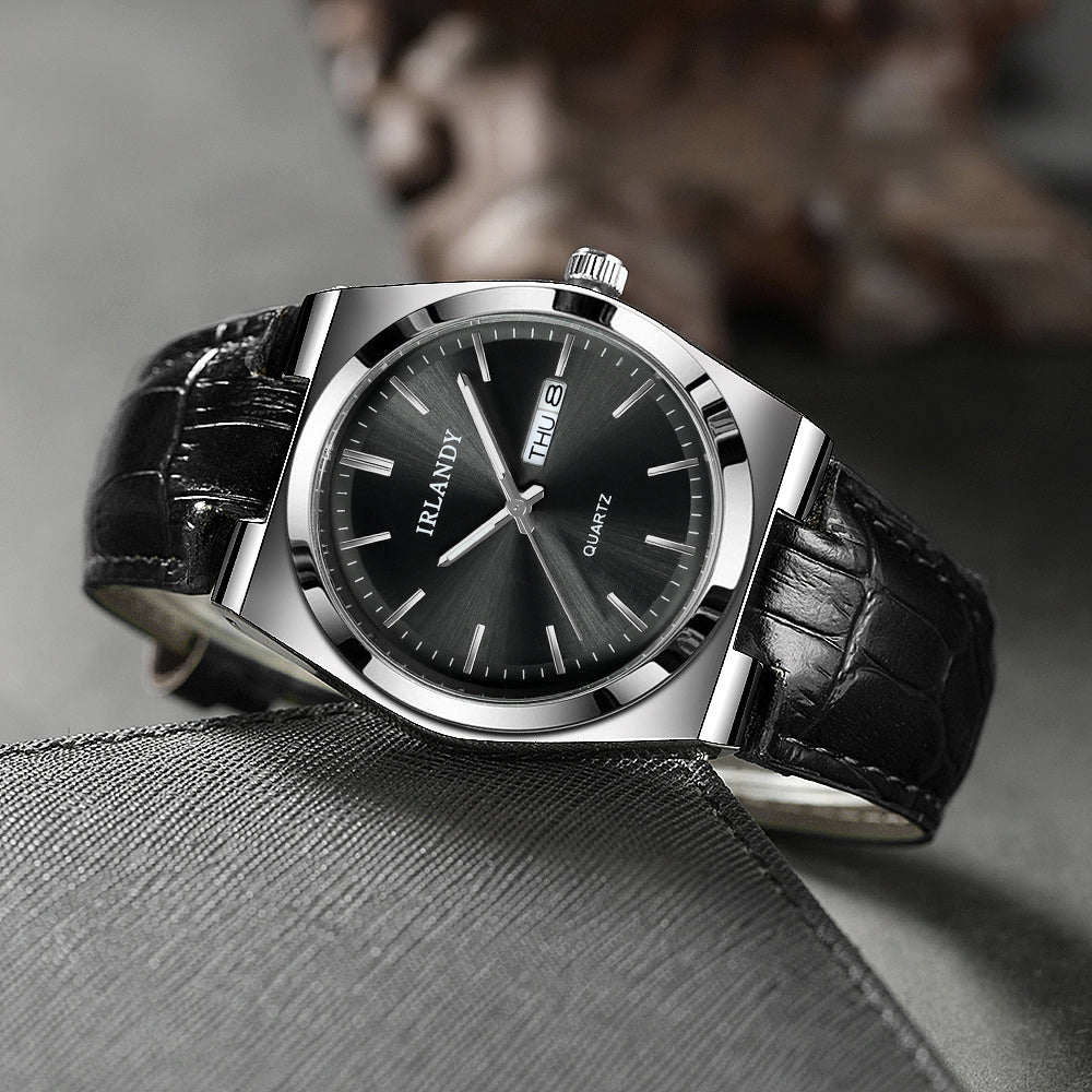 Men'S Business Casual Versatile Quartz Faux Leather Watch with Multifunctional Calendar, Trendy And High-End Feel.