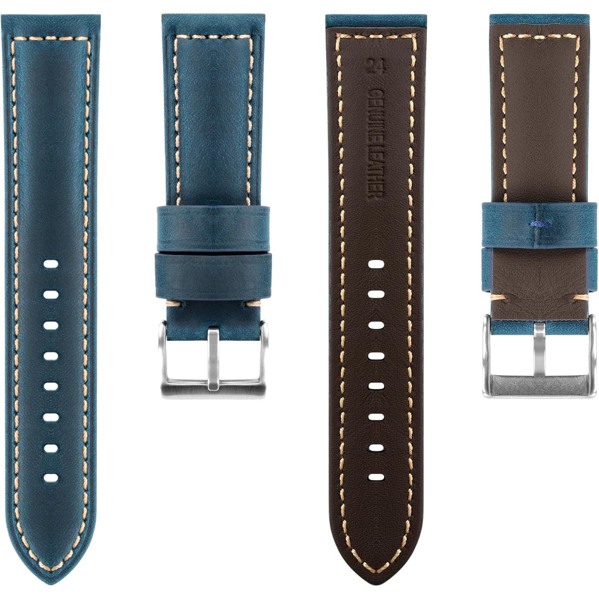 TStrap Leather Watch Band for Men Vintage Thickly Soft Watch Strap Smart Watch Bracelet Montre Replacement 20mm 22mm 24mm
