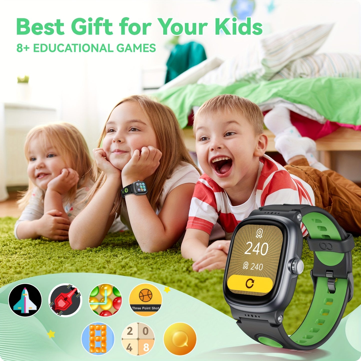 Kids Smart watches Fitness Tracker Watch with Sleep Monitor, IP68 Smart Watches, Step Calorie Counter Activity Trackers and Smartwatches for Kids, Compatible for iOS and Android