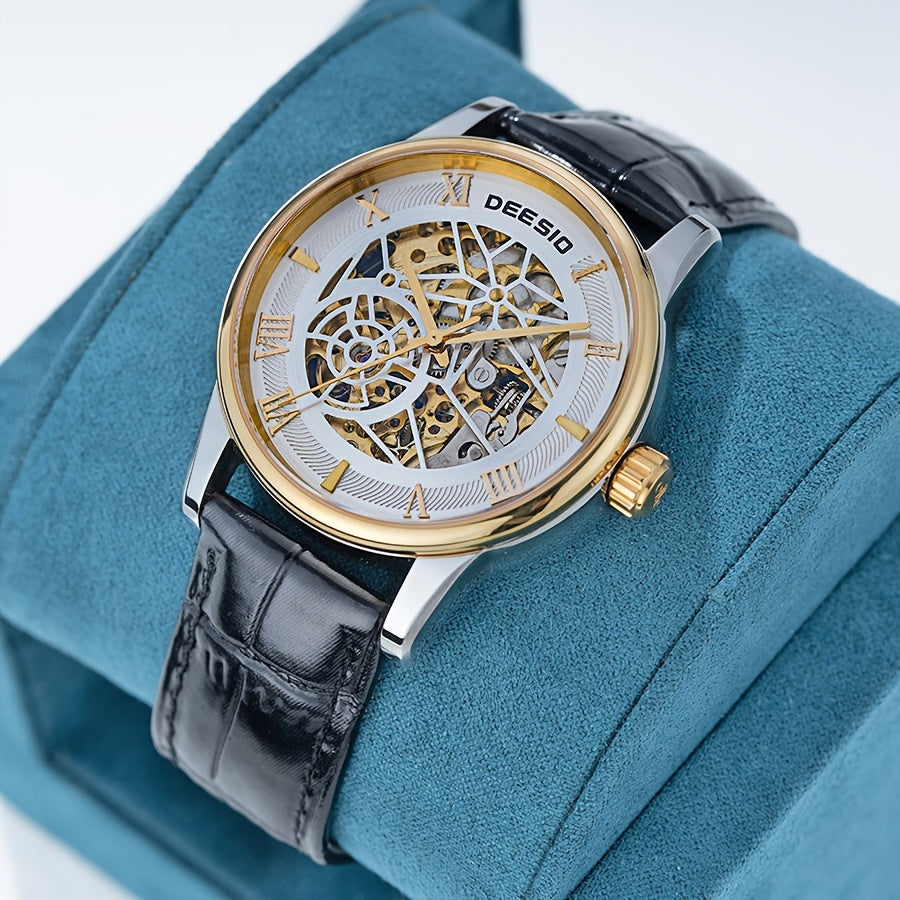 Men's Full Automatic Mechanical Watch Casual Sports Hollow Out Fashionable Design Wristwatch