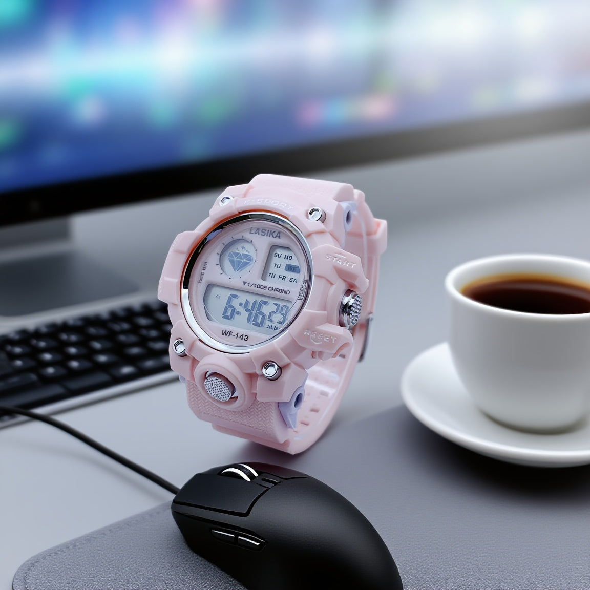 Pink Girls' Waterproof Digital Watch with Luminous Display, Sports & Swimming Timer, Date & Alarm Function, Adjustable Strap - Perfect Gift for Teens & Women, Teen Gift Item, Playful Design, Durable Plastic