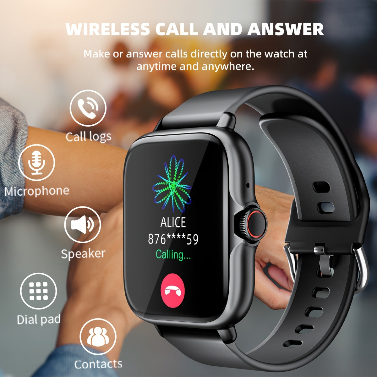 Sports Smart Watch, 1.83'' Full Touch Screen Display with Message, Answer Make Call Smartwatch, Sleep Monitoring, Sports Pedometer, Information Alerts, for iPhone Android Phones, Smartbands Fitness Watch for Women Men Friend Gift, Birthday Gift