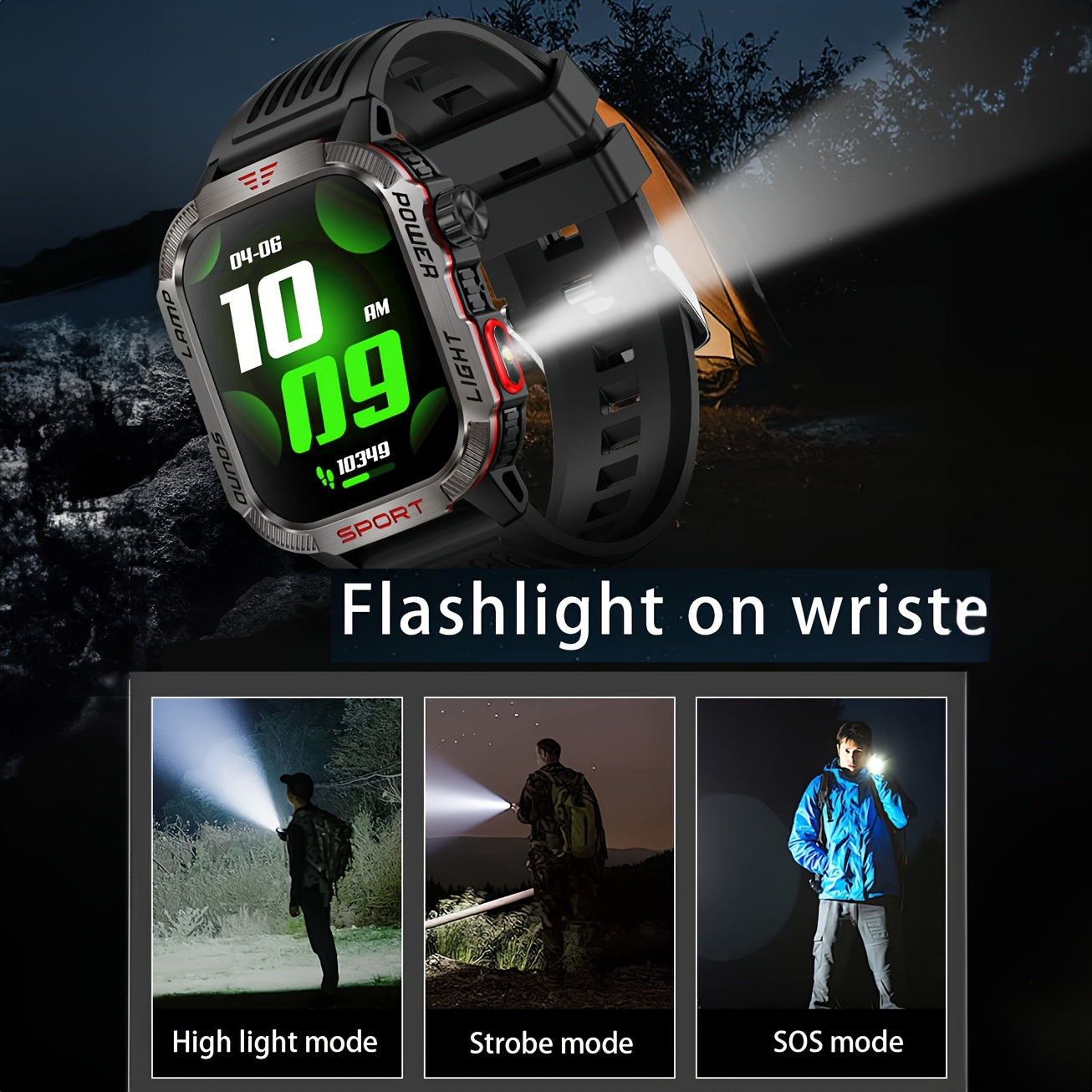 Effeokki Rugged Smart Watch for Men with Wireless Calling, 2.01 Inch IPS Display, 100+ Sports Modes, Fitness Tracker, Altitude air pressure, Compass, LED Flashlight, High Quality, Compatible with iPhone & Android for Outdoor & Adventure