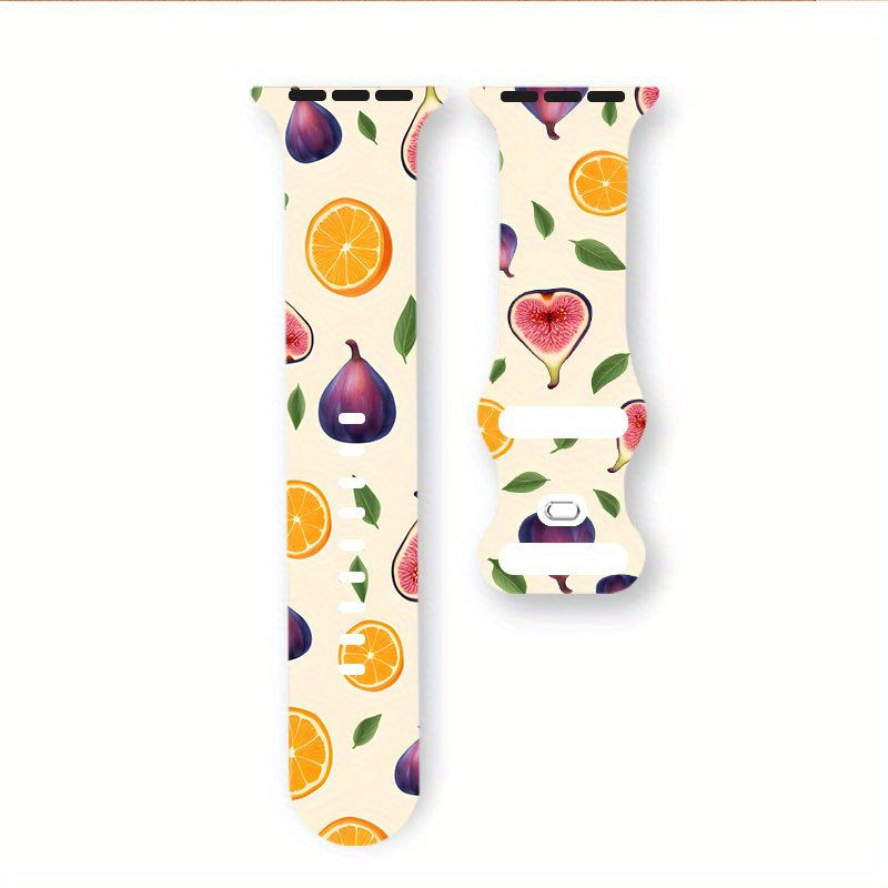 Vibrant Autumn, Purple Jujube & Orange Fruit Design – 1pc Silicone Strap for iWatch: Durable and Comfortable, Perfect Fit!