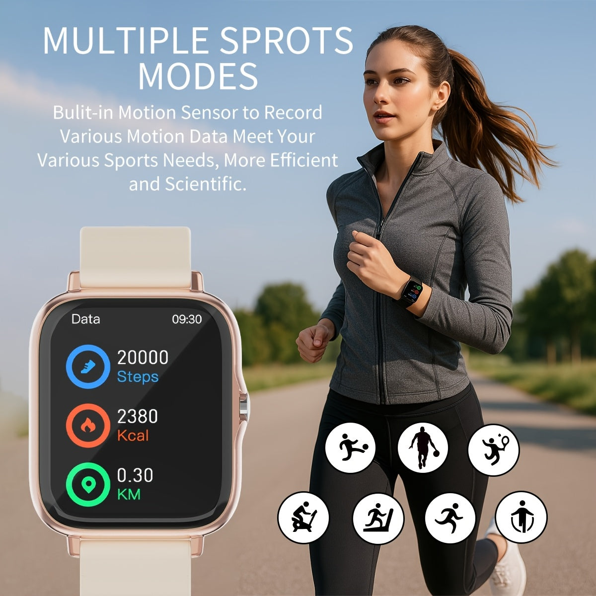 Wireless Smartwatch with 1.83'' HD Touchscreen – Smart Notifications, Sleep Tracking, Multi-Sport Modes, Large Battery | Compatible with iPhone & Android | Fitness Watch for Men & Women