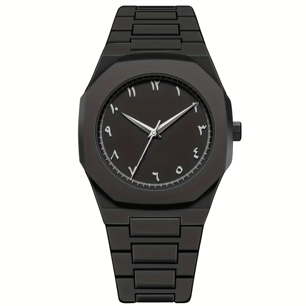 1pc Men'S Stylish Business Watch with Octagonal Dial, Black Plastic Band & Case - Quartz Movement, Round Dial, Perfect for Casual Attire, Business Casual Watch | Modern Business Watch | Durable Watch