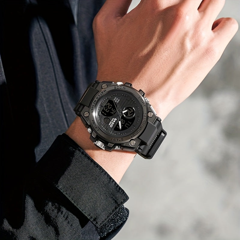 Men's Multifunctional Sports Waterproof Outdoor Watch with TPU Strap, Alarm Clock Date, Stopwatch Timer LED Backlight Glow-in-the-Dark Rainproof