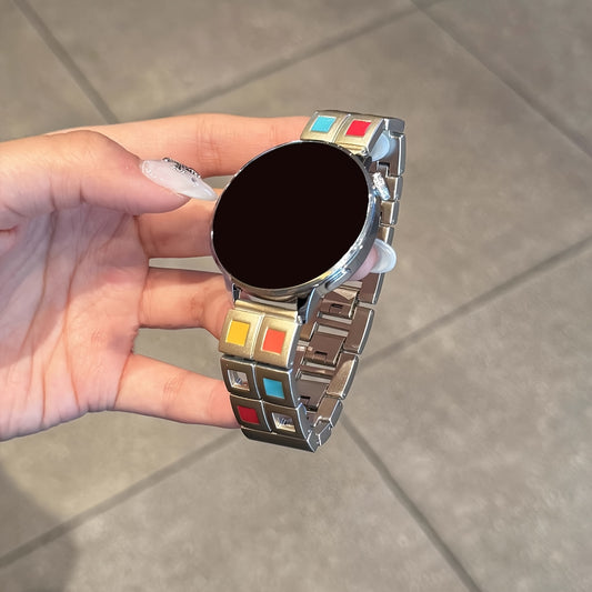 Suitable for Oppo Watch X2 Mini Strap 4Pro Colorful Small Square Metal Watch 1\u002F2\u002F3 Summer New High-end Eyeshadow Palette Steel Band X2 Mini Fashionable Men'S and Women'S Accessories