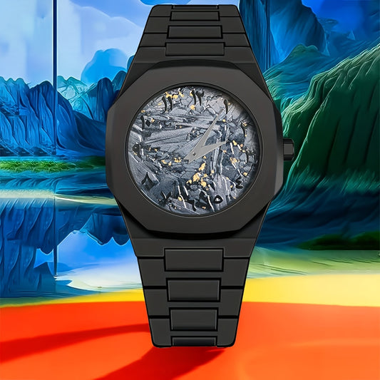 1pc Men'S Stylish Business Watch with Octagonal Dial, Black Plastic Band & Case - Quartz Movement, Round Dial, Perfect for Casual Attire, Business Casual Watch | Modern Business Watch | Durable Watch